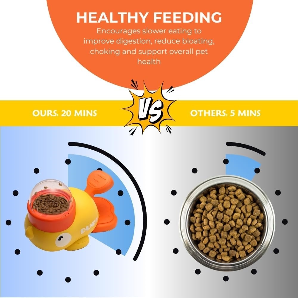 Yellow Duck Pet Snack Dispense - Slow Feeder Dog Bowl ulasan dan harga