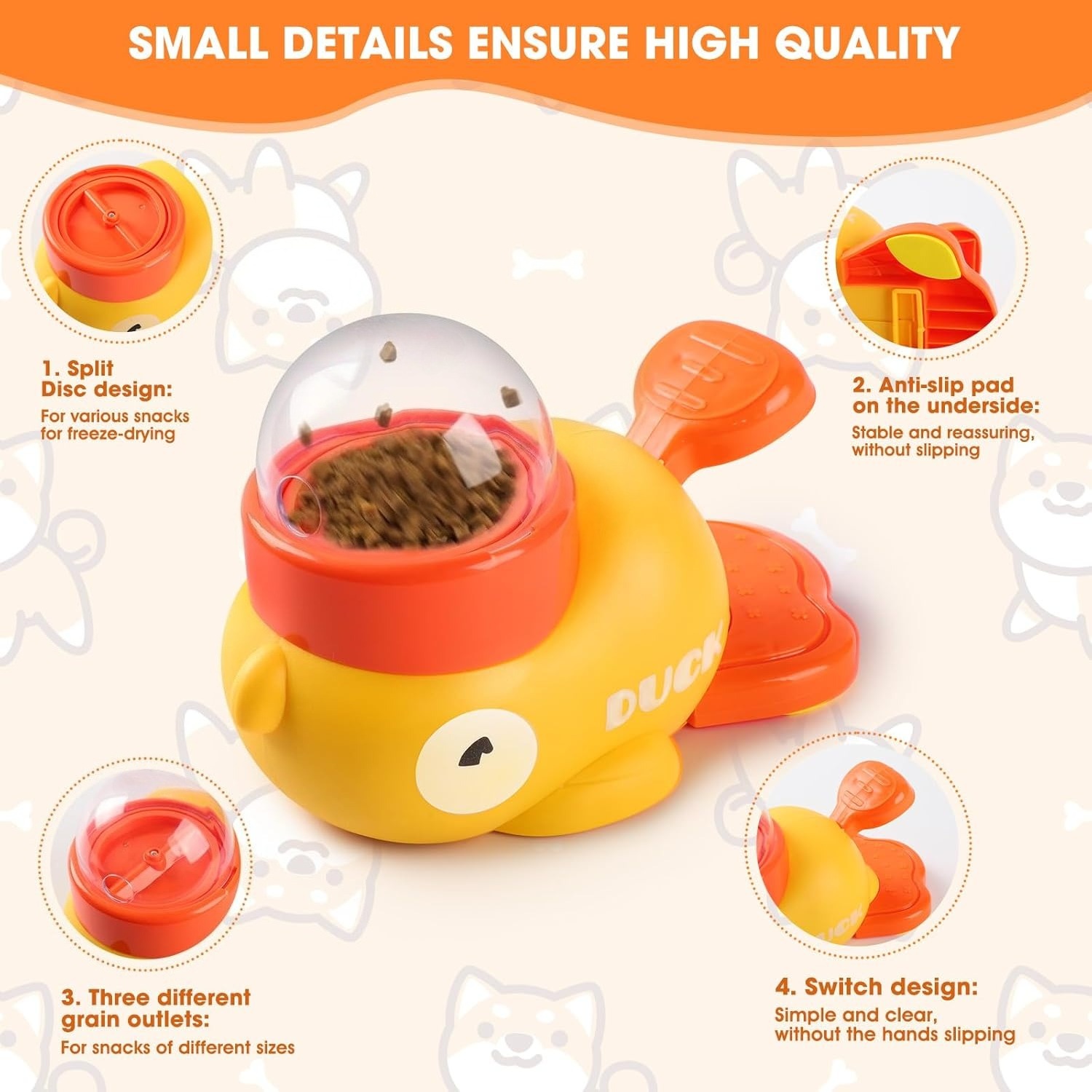 Yellow Duck Pet Snack Dispense - Slow Feeder Dog Bowl ulasan dan harga