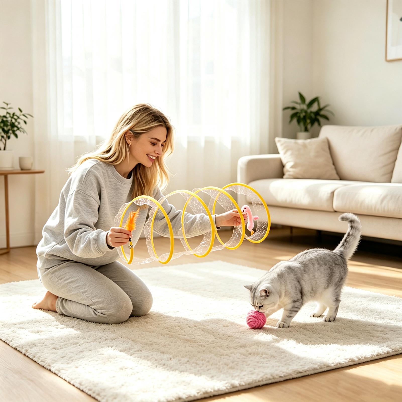 Spiral Tunnel Cat Toy Foldable - Interactive Cat Toy ulasan dan harga