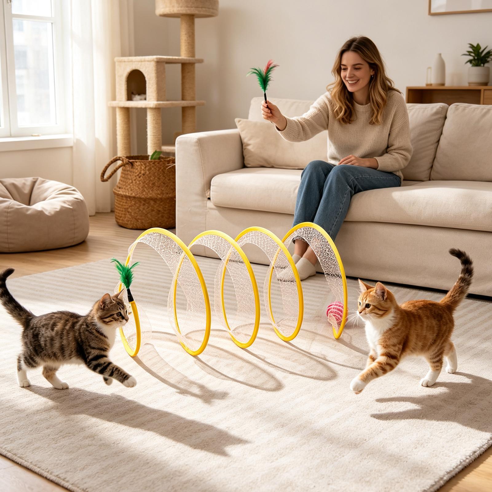 Spiral Tunnel Cat Toy Foldable - Interactive Cat Toy ulasan dan harga