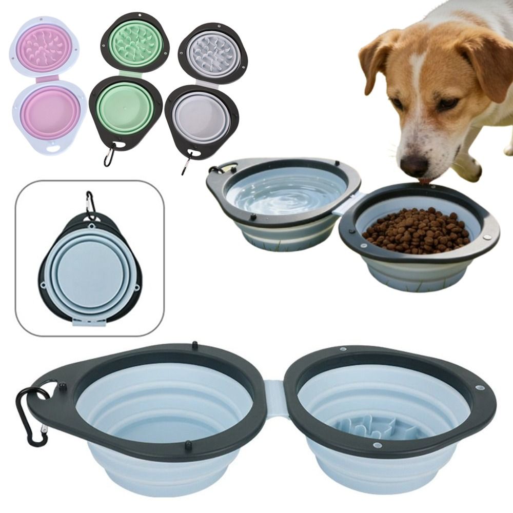 Portable Pet Folding Bowl Doub - Slow Feeder Dog Bowl ulasan dan harga